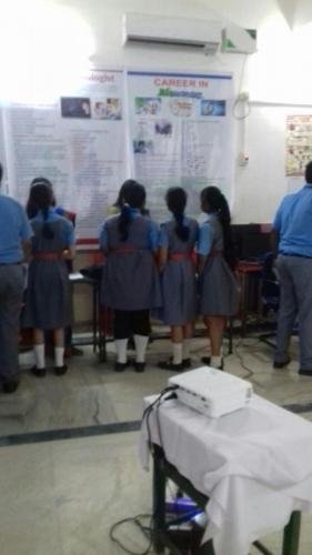 Students getting information on career opportunities